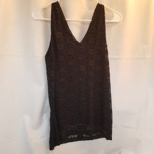 Banana Republic Black Embroidered Sleeveless Top